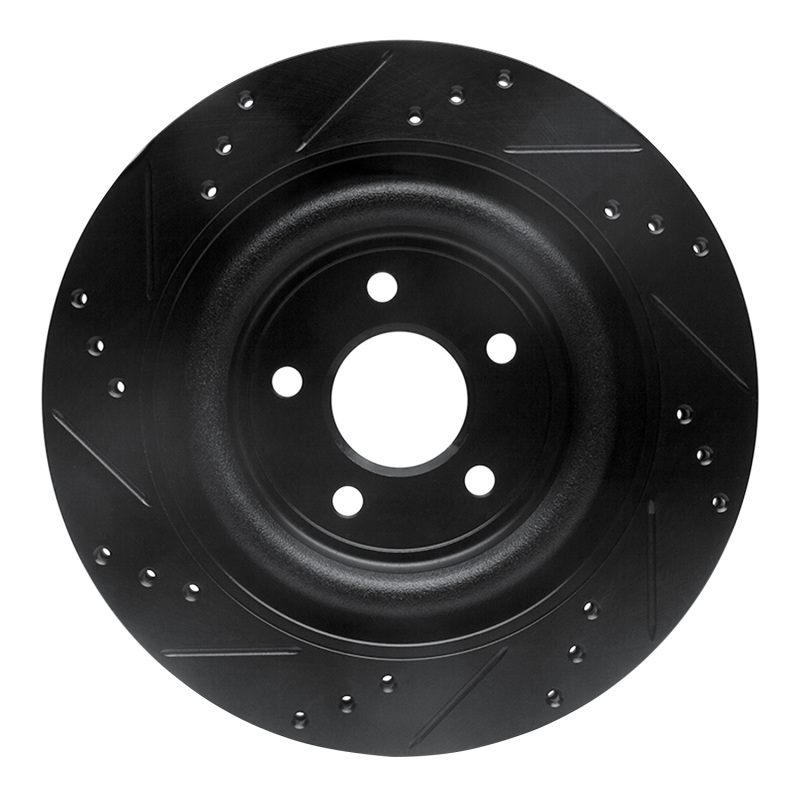 Jaguar Super V8 Brake Rotor (1) - Rear Right - R1 Concepts - Drilled & Slotted - Black - `06-`15